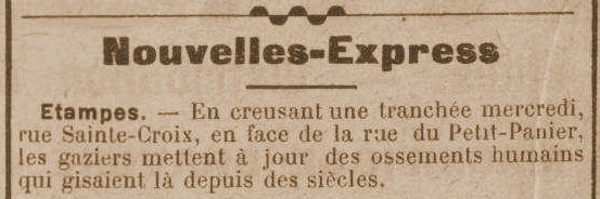 Entrefilet de l'Abeille d'Etampes du 24 décembre 1910