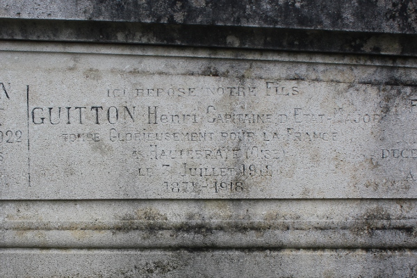 Tombe de Henri Guitton au caveau de sa famille au cimetière de Notre-Dame nouveau