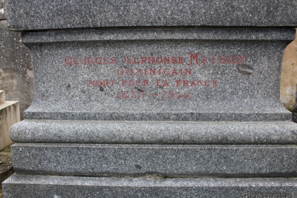 Tombe de Georges Masson au caveau de sa famille au cimetière de Notre-Dame nouveau