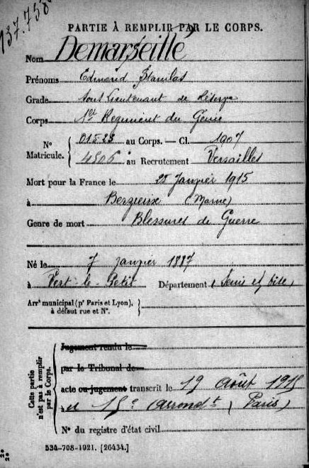 Fiche SGA d'Edmond Stanislas Demarseille (1/2)