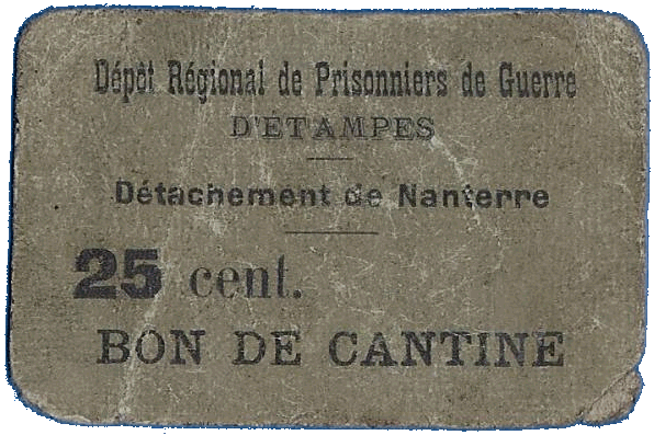 Bon de cantine d'une valeur de 25 centimes