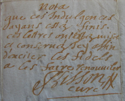 Signature de Marin Plisson, fils de Pierre Plisson et curé de Saint-Gilles d'Etampes