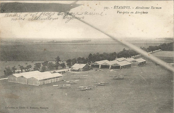 Carte postale de l'aviateur Abel Laclavère (Etampes, 1916)