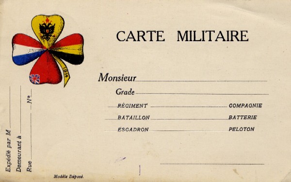 Carte réponse à envoyer aux militaires