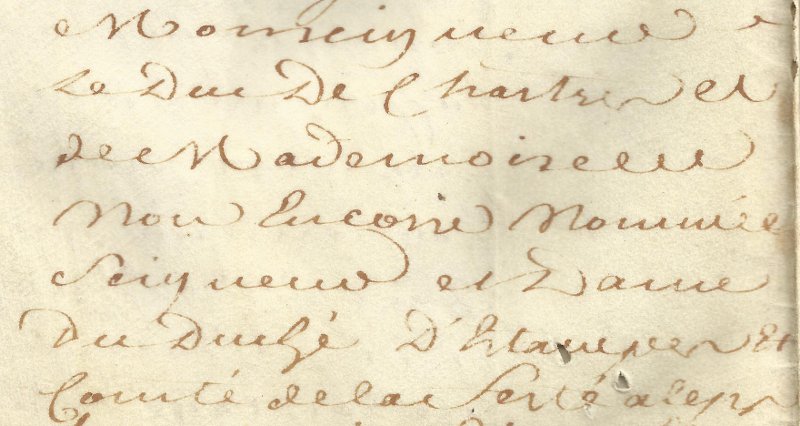 Sentence du bailli d'Etampes en date du 13 février 1776