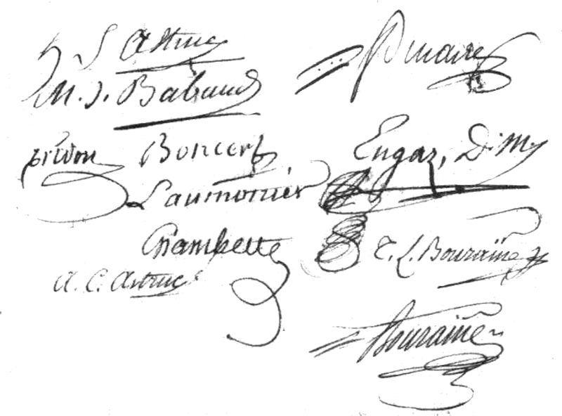 Signataires de l'acte de mariage de Pierre-Joseph Pinaire en 1804