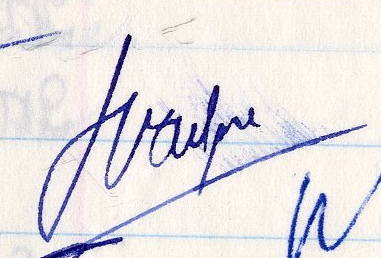 Signature de Suzanne Vayne en 1956