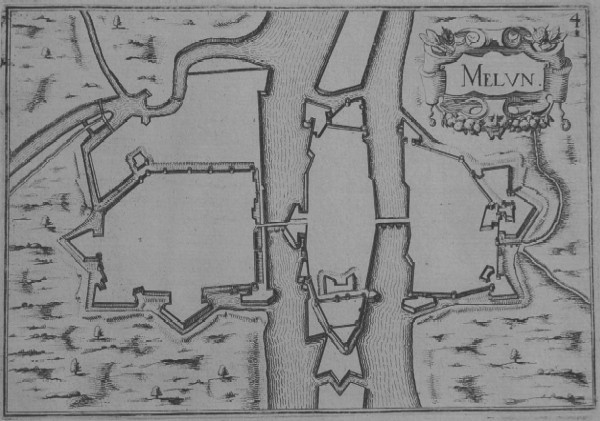 Plan de Melun vers 1644 par Tassin