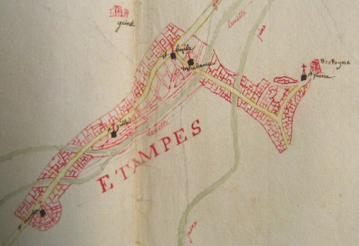 Plan d'Etampes vers 1785 (AA118, détail)