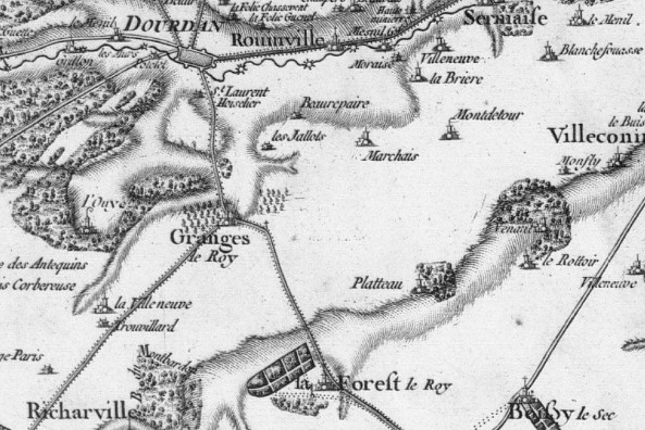 Carte de Cassini de 1756: De la Forêt-le-Roi à Dourdan