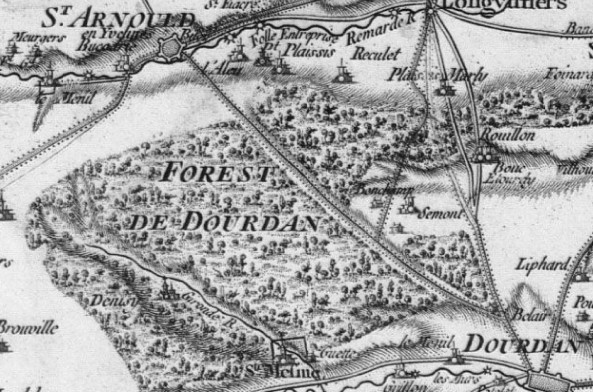 De Sainte-Mesme à Saint-Arnould, sur la carte de Cassini de 1756