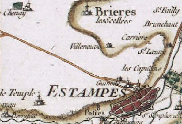 Villeneuve-sous-Montfaucon sur la carte de Cassini de 1756
