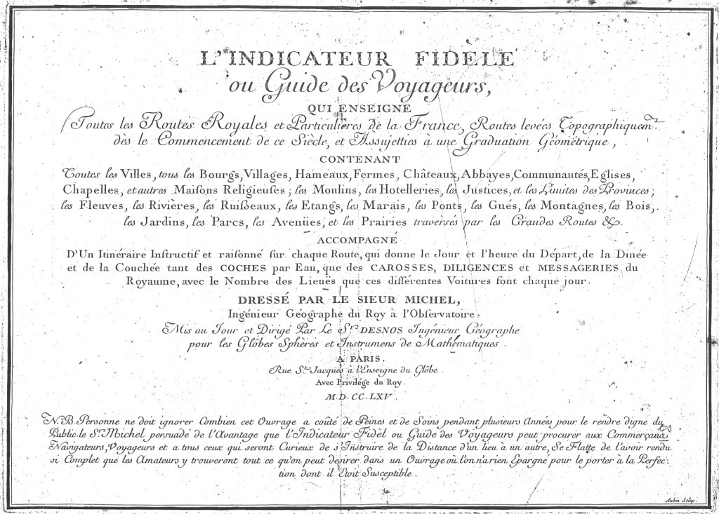 Titre de  l'Indicateur fidèle de 1765