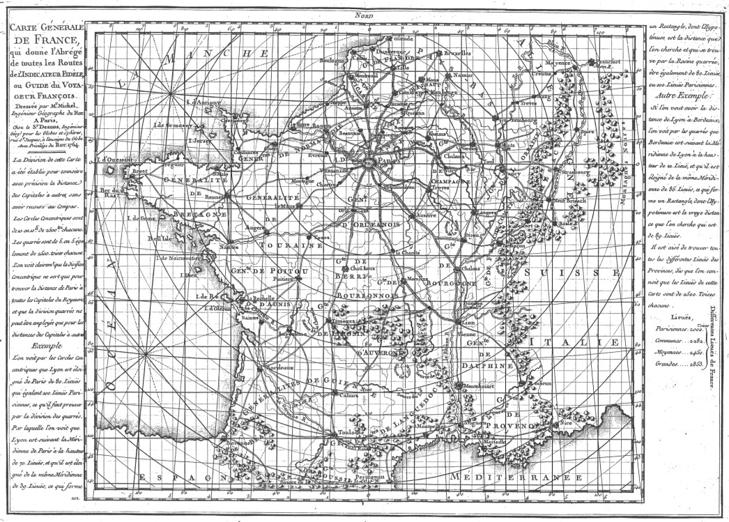 Carte générale de  l'Indicateur fidèle de 1765