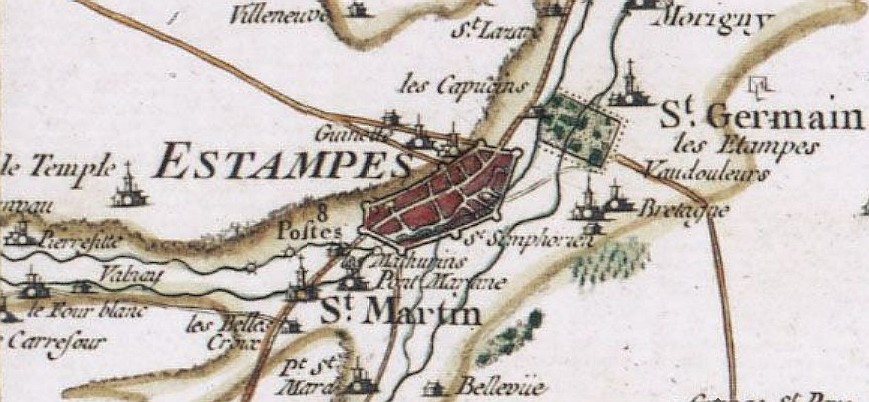 Environs d'Etampes au milieu du XVIIIe siècle (Cassini, 1756)