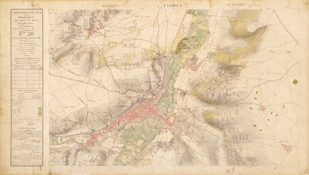 Etampes, carte d'Etat-Major de 1847