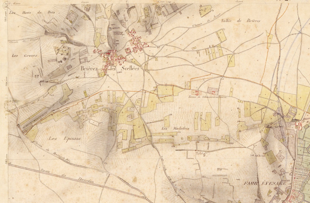 Etampes, carte d'Etat-Major de 1847