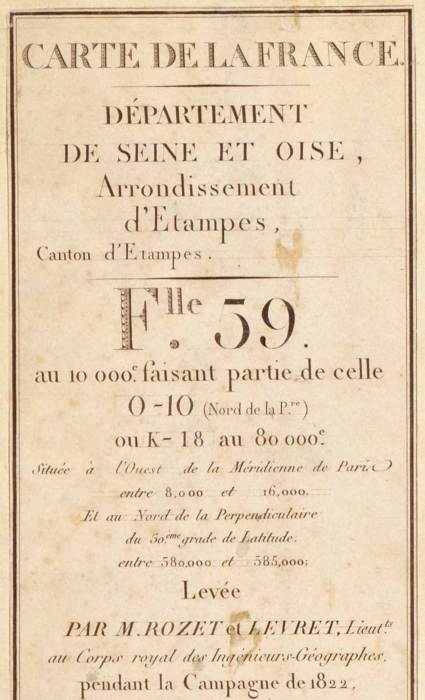 Etampes, carte d'Etat-Major de 1847