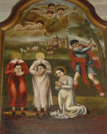 Martyre de Cant, Cantien et Cantianille, huile sur toile conservée à Notre-Dame (cliché Bernard Gineste, 2003)