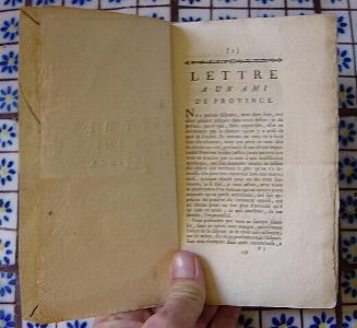 Lettre à un ami de province, édition de 1779