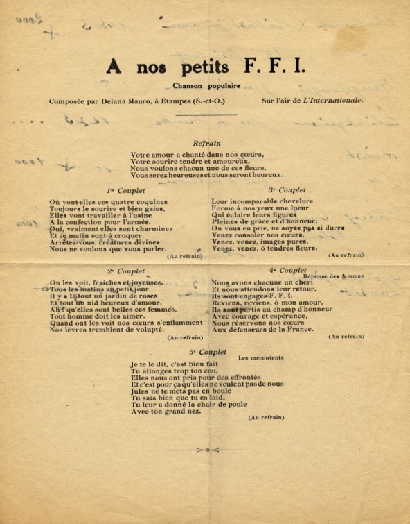 Deiana Mauri: A nos petits F.F.I. (chanson de 1944)
