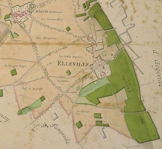 Elleville sur le plan d'intendance de 1783 (AD78)