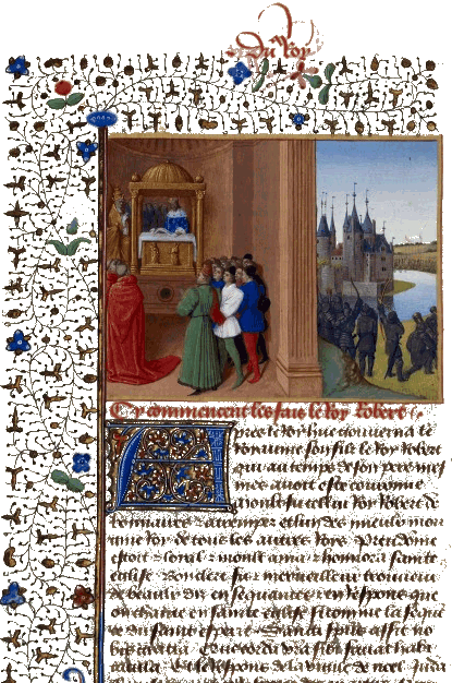 Jean Fouquet: Le Roi Robert à Rome (miniature pour les Grandes Chroniques, XVe siècle)