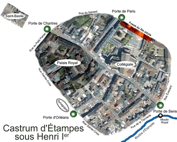 Plan du castrum d'Etampes vers 1046