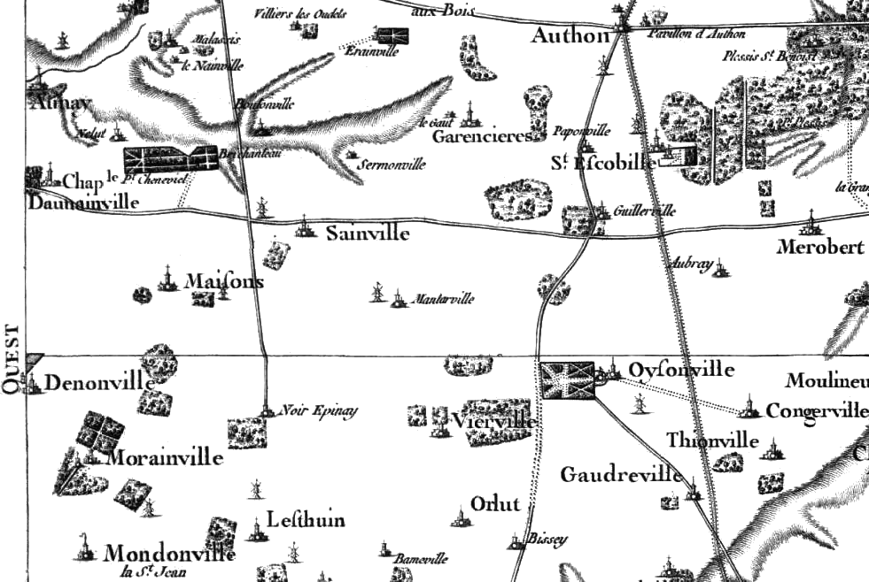 Le secteur de Vierville sur la carte de Cassini (1756)