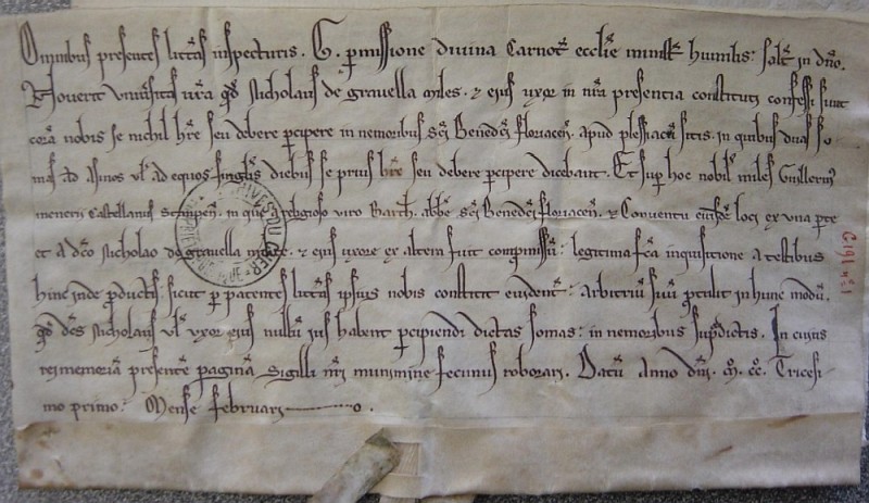Chartes de Gautier de Chartres conservée à Bourges