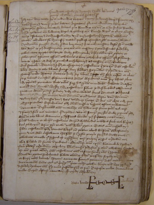 Cartulaire de Notre-Dame d'Etampes (XVe siècle): recto du quinzième folio