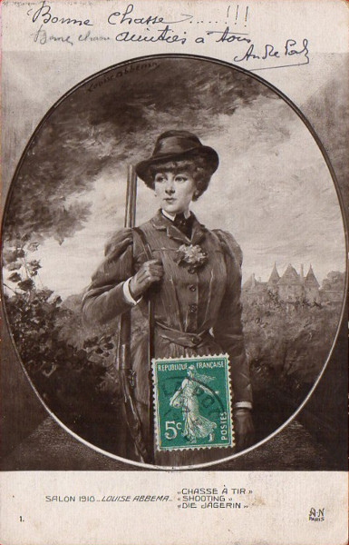 Louise Abbéma: Chasse à tir (en carte postale)