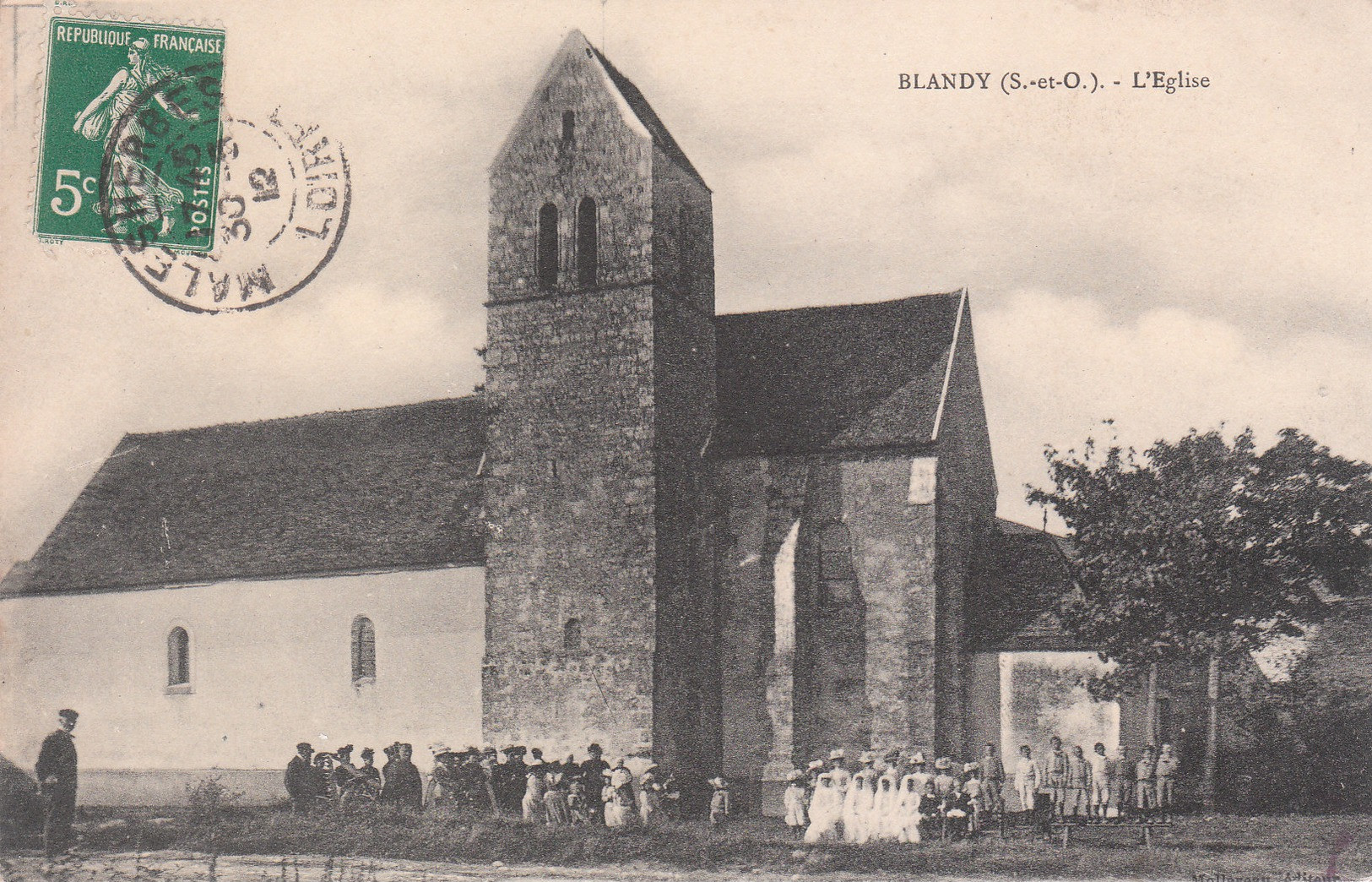 L'Eglise de Blandy (carte éditée par Gustave Garnier et débitée par Molleveau, 1912)
