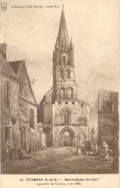 Notre-Dame d'Etampes en 1825 (gravure de Civeton)