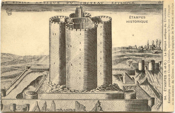 Tour de Guinette (gravure de Chastillon, 1610, carte postale Paul Allorge Ee7 n°94)