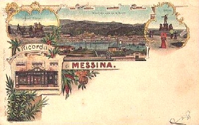 Carte souvenir de Messine (a voyagé en 1898)
