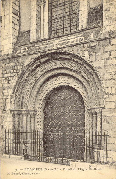 Portail de l'église Saint-Basile (carte postale de Mulard n°71)