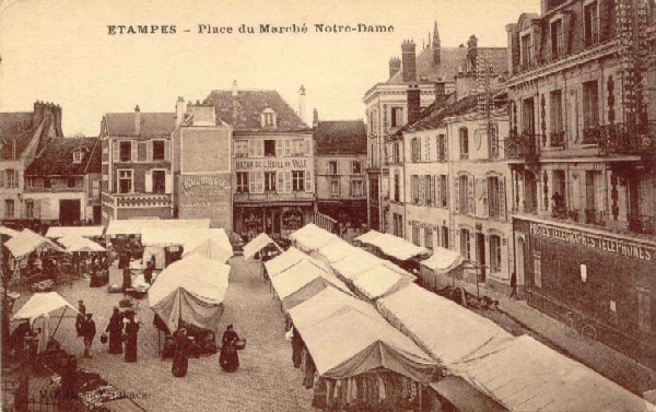 Collection Veuve Rosnet (Combier): Marché de l'Hôte-de-Ville (avec une erreur de titre) en sépia