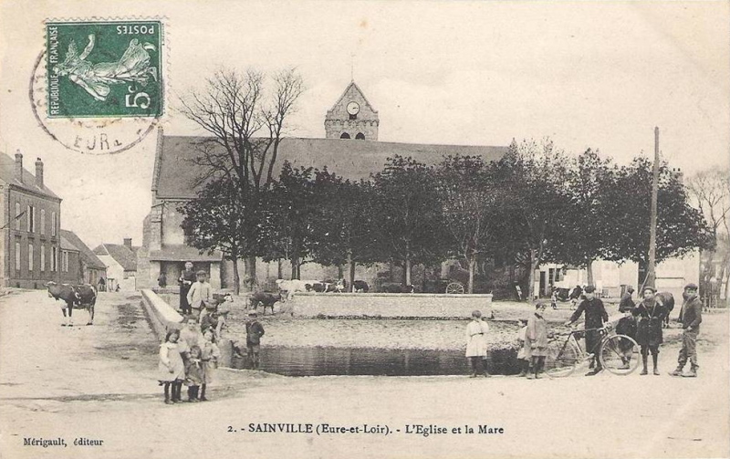 L'église et la mare de Sainville