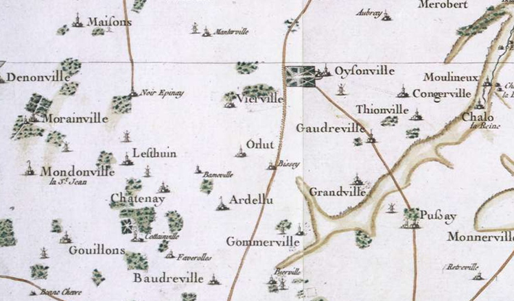 Orlu sur la carte de Cassini de 1756