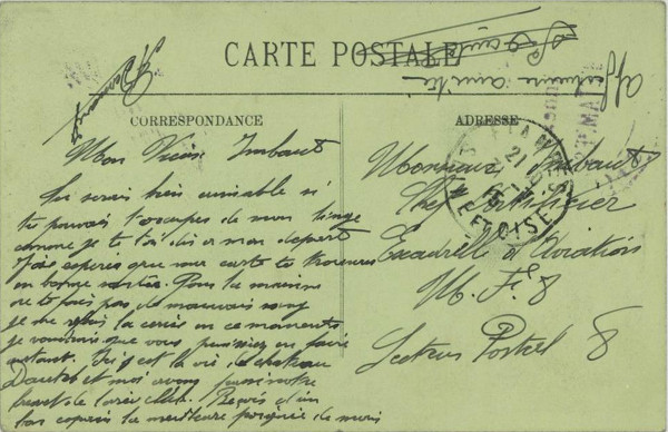 Carte signée par Stéphen Dautel (Étampes, 31 juillet 1915)