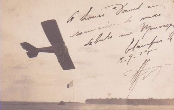 Carte postale d'un aviateur dédicacée au mécanicien Louis Davis