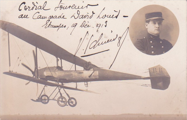 Carte postale d'un aviateur dédicacée au mécanicien Louis Davis